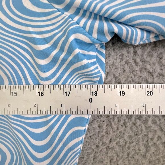 J MCLAUGHLIN WOMENS BLOUSE SIZE L LIGHT BLUE AND WHITE DESIGN - Picture 6 of 10